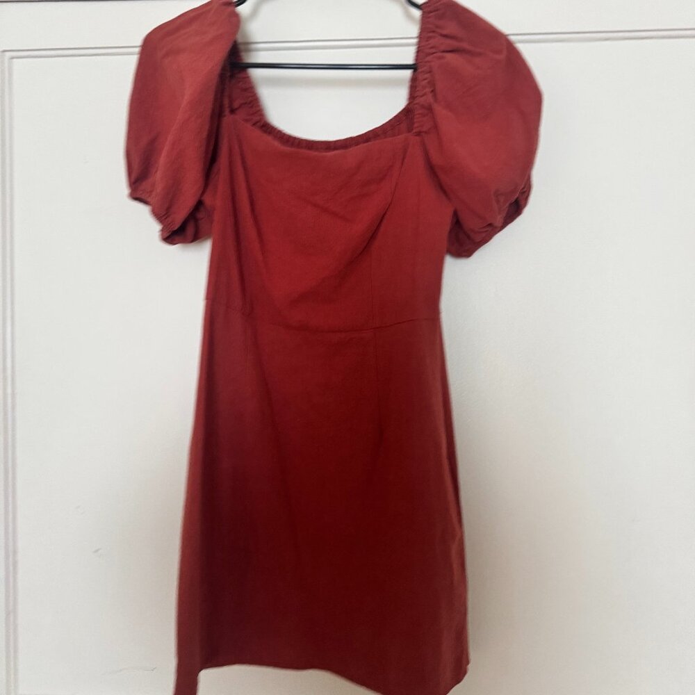 Nasty Gal Rust Puff Sleeve Mini Dress – Size US 4